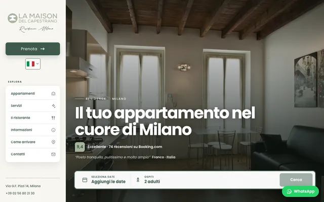 Il sito La Maison del Capestrano: design, presentazione e servizi