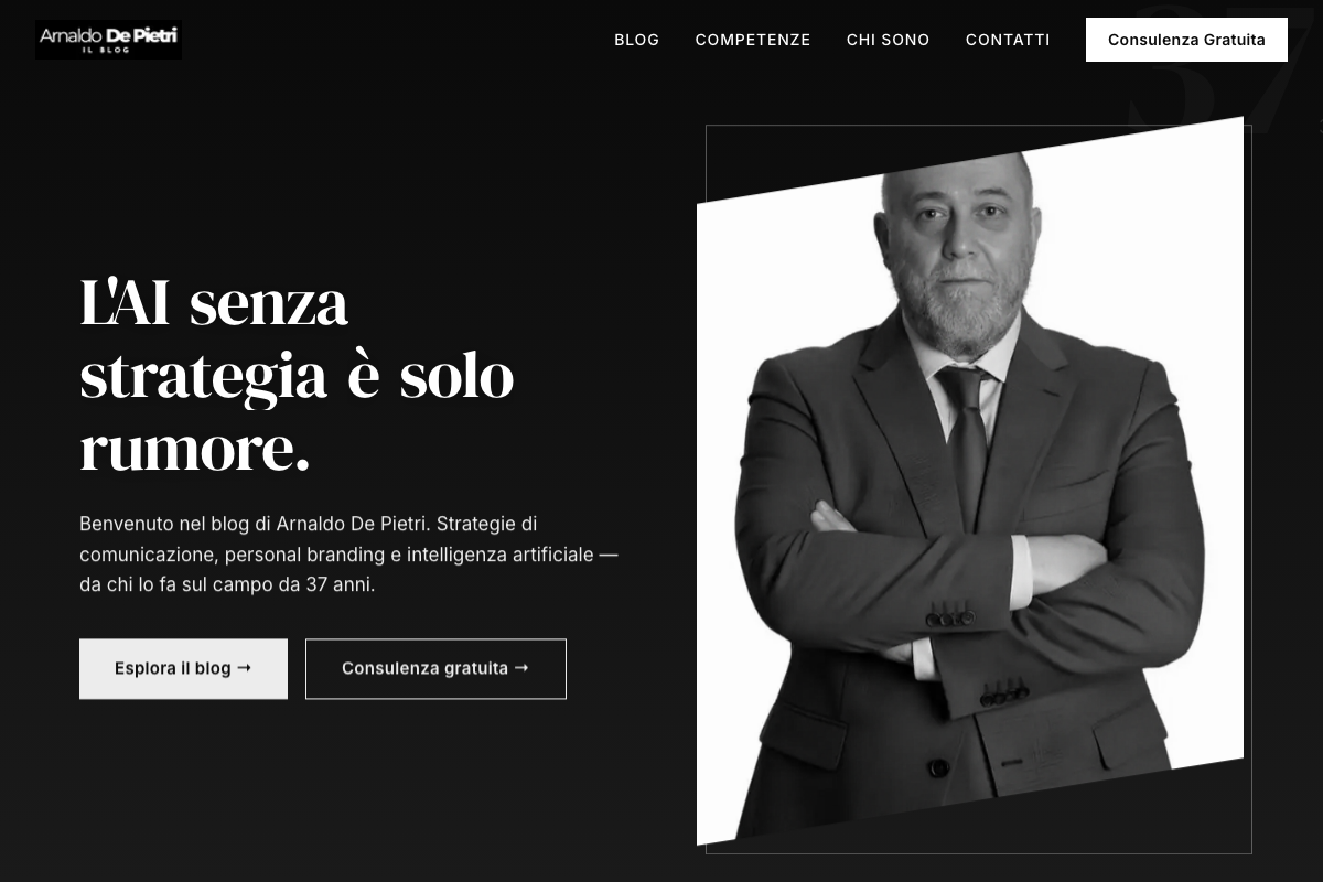 Screenshot del sito Arnaldo De Pietri — realizzato da LAMPO3