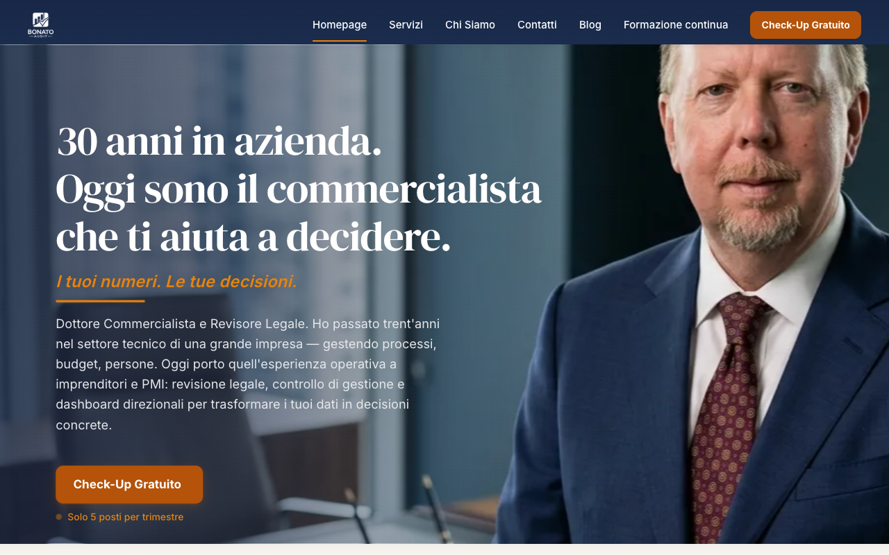 Screenshot del sito Bonato Audit — realizzato da LAMPO3