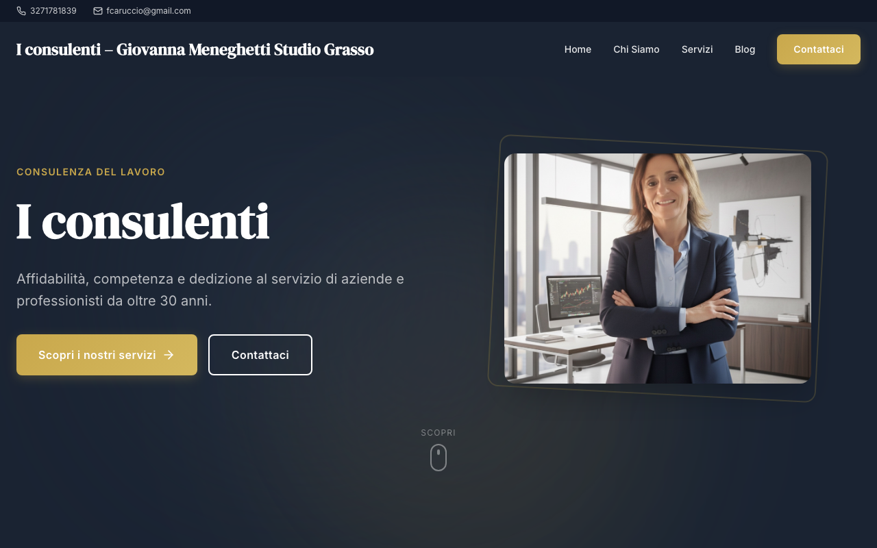 Screenshot del sito I Consulenti — realizzato da LAMPO3