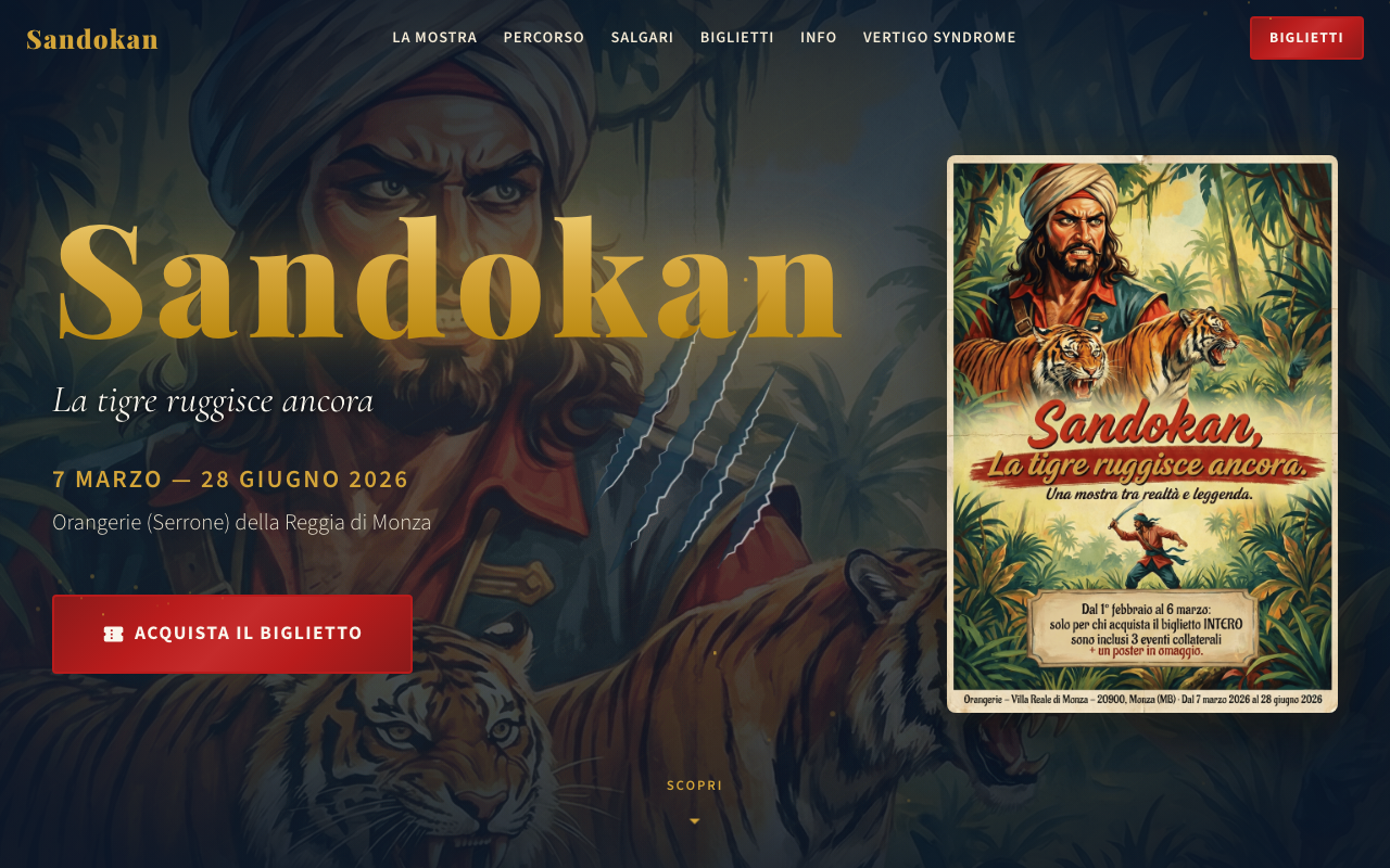 Screenshot del sito Sandokan — La Mostra — realizzato da LAMPO3